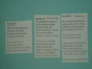 Texty s básněmi: Ropucha, Skokani, Rosnička